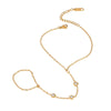 Women's Fashion Stainless Steel Zircon Finger Chain Mittens Bracelet With Pvd Furnace Vacuum Real Gold Plating
