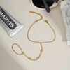 Women's Fashion Stainless Steel Zircon Finger Chain Mittens Bracelet With Pvd Furnace Vacuum Real Gold Plating