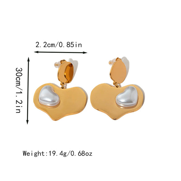 Women's Fashion Sweet Stainless Steel Flower And Heart Shape Pendant Earrings With Electroplating