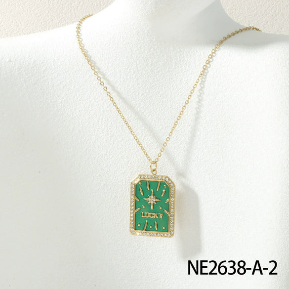 Women's Fashion Tarot Star Geometric Titanium Steel Necklace With Dripping Oil Process
