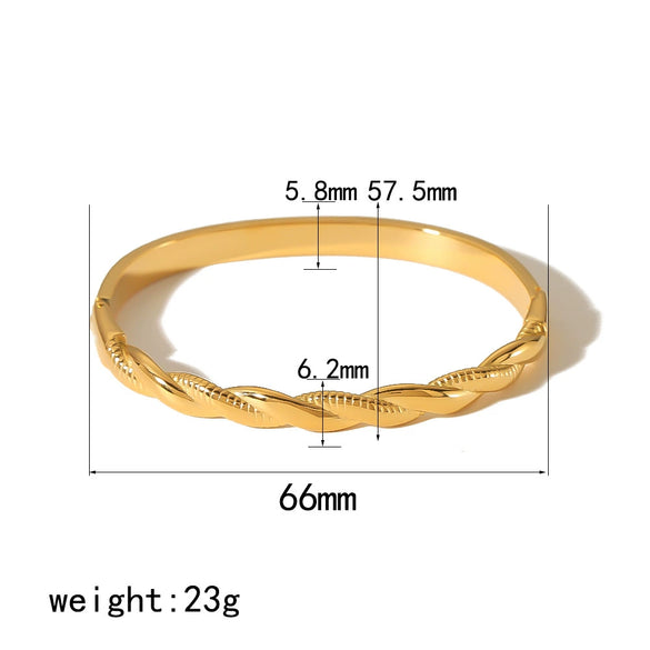 Women's Fashion Temperament Widesided Stainless Steel Bracelet With Geometric Pattern And Electroplating Process