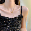 Women's Fashion Titanium Steel And Copper Ginkgo Leaf Tassel Necklace With Diamond Design