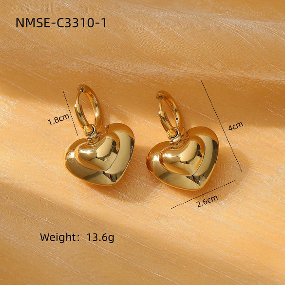 Women's Fashion Titanium Steel And 18K Gold Electroplated Earrings