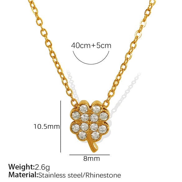 Women's Fashion 316L Stainless Steel Four Leaf Clover Cross Geometric Shape Necklace With Electroplating
