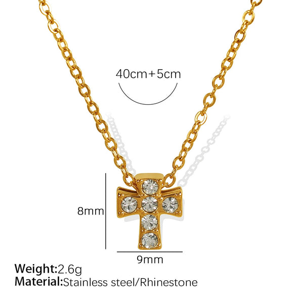 Women's Fashion 316L Stainless Steel Four Leaf Clover Cross Geometric Shape Necklace With Electroplating