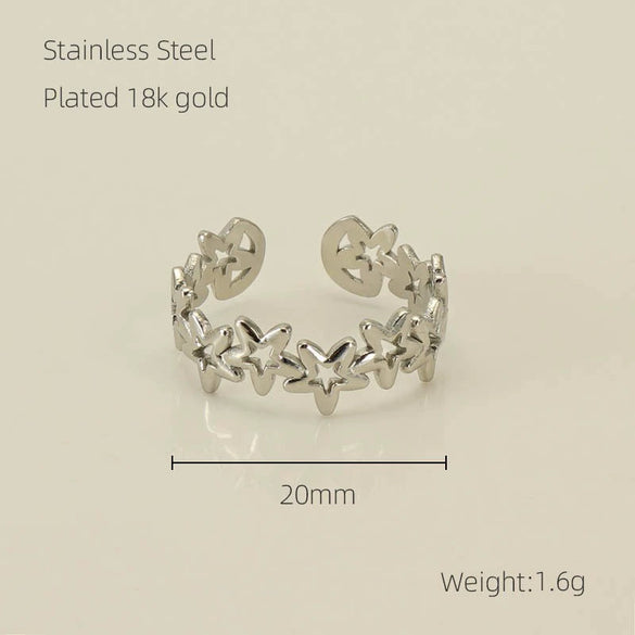Women's Fashion Titanium Steel Geometric Hollow Opening Adjustable Ring With Electroplating