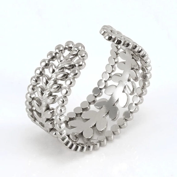 Women's Fashion Titanium Steel Geometric Hollow Opening Adjustable Ring With Electroplating