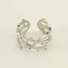 Women's Fashion Titanium Steel Geometric Hollow Opening Adjustable Ring With Electroplating