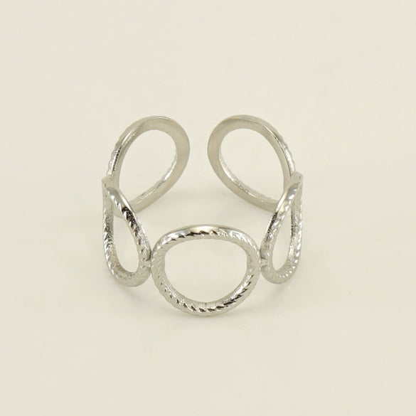 Women's Fashion Titanium Steel Geometric Hollow Opening Adjustable Ring With Electroplating