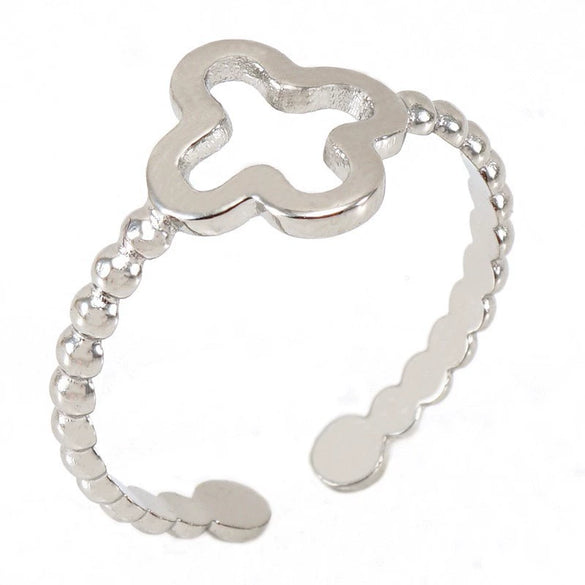 Women's Fashion Titanium Steel Geometric Hollow Opening Adjustable Ring With Electroplating