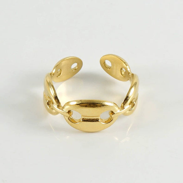 Women's Fashion Titanium Steel Geometric Hollow Opening Adjustable Ring With Electroplating