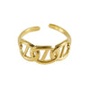 Women's Fashion Titanium Steel Geometric Hollow Opening Adjustable Ring With Electroplating