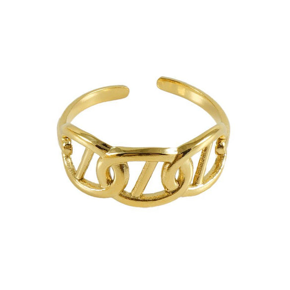 Women's Fashion Titanium Steel Geometric Hollow Opening Adjustable Ring With Electroplating