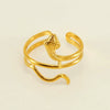 Women's Fashion Titanium Steel Geometric Hollow Opening Adjustable Ring With Electroplating