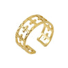 Women's Fashion Titanium Steel Geometric Hollow Opening Adjustable Ring With Electroplating