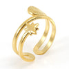 Women's Fashion Titanium Steel Geometric Hollow Opening Adjustable Ring With Electroplating