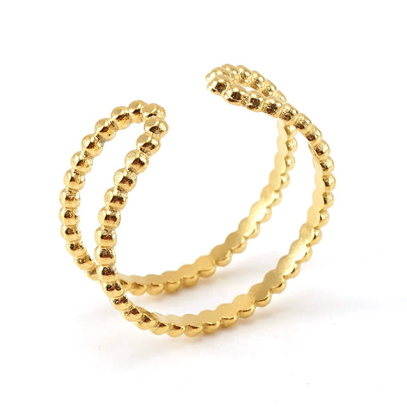 Women's Fashion Titanium Steel Geometric Hollow Opening Adjustable Ring With Electroplating