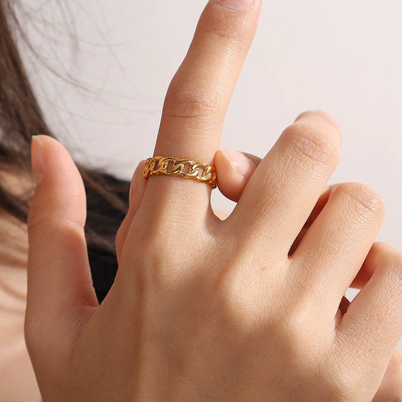 Women's Fashion 316L Stainless Steel Geometric Ring With Electroplating