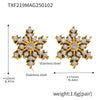 Women's Fashion Titanium Steel Inlaid Snowflake Zircon Earrings With Geometric Pattern And Pvd Plating