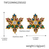Women's Fashion Titanium Steel Inlaid Snowflake Zircon Earrings With Geometric Pattern And Pvd Plating