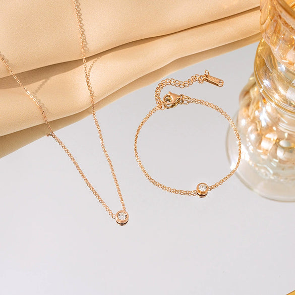 Women's Fashion Titanium Steel Joker Cross Chain Necklace And Bracelet With Electroplating Treatment