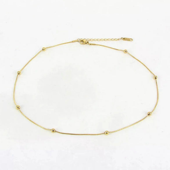 Women's Fashion Titanium Steel Rose Gold Beads Snake Bone Chain Necklace With Pearlescent Treatment