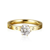 Women's Fashion Stainless Steel Rose Gold Geometric Ring With Zircon Inlay And Electroplated Finish