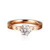 Women's Fashion Stainless Steel Rose Gold Geometric Ring With Zircon Inlay And Electroplated Finish