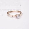Women's Fashion Stainless Steel Rose Gold Geometric Ring With Zircon Inlay And Electroplated Finish