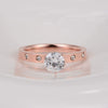 Women's Fashion Stainless Steel Rose Gold Geometric Ring With Zircon Inlay And Electroplated Finish