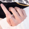 Women's Fashion Stainless Steel Rose Gold Geometric Six Claw Solitaire Ring Simple Electroplated Stainless Steel Open Finger Ring