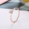 Women's Fashion Stainless Steel Rose Gold Geometric Six Claw Solitaire Ring Simple Electroplated Stainless Steel Open Finger Ring