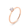 Women's Fashion Stainless Steel Rose Gold Geometric Six Claw Solitaire Ring Simple Electroplated Stainless Steel Open Finger Ring