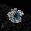 Women's Fashion Trendy Flower Design S925 Sterling Silver Natural Topaz Garnet Color Treasure Ring
