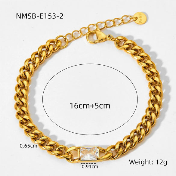 Women's Fashion Trendy Geometric Stainless Steel 18K Vacuum Goldplated Bracelet