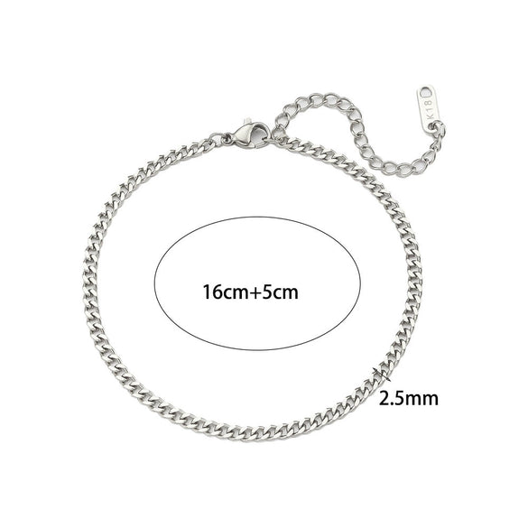 Women's Fashion Trendy Hiphop Style Stainless Steel Electroplated Geometric Chain Bracelet