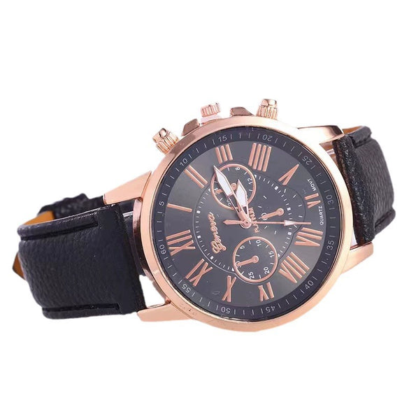 Women's Fashion Watch Belt Alloy Case Pu Strap Stainless Steel Clasp Round Dial Leisure Style