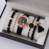 Women's Fashion Watch Bracelet Set Alloy Imitation Leather Rose Gold Buckle Round Quartz Watch