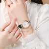 Women's Fashion Waterproof Luxury Leisure Alloy Case Sapphire Crystal Glass Mirror Imitation Leather Strap Round Dial Watch