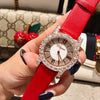 Women's Fashion Waterproof Watch With Genuine Leather Strap Alloy Case Stainless Steel Buckle And Round Dial