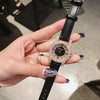 Women's Fashion Waterproof Watch With Genuine Leather Strap Alloy Case Stainless Steel Buckle And Round Dial