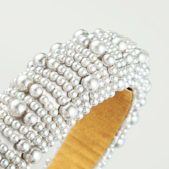 Women's Fashion Widebrimmed Cloth Headband With Pearls