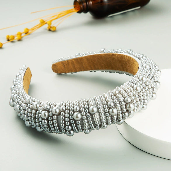 Women's Fashion Widebrimmed Cloth Headband With Pearls