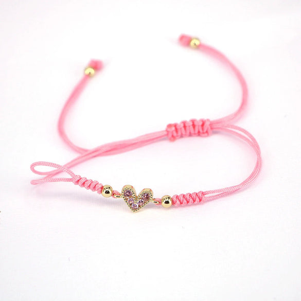 Women's Fashion Woven Copper Adjustable Bracelet With Micro Inlaid Color Zircon Geometric Heart Shape Jewelry