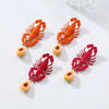 Women's Fashion Zinc Alloy Animal Zodiac Exaggerated Lobster Pendant Mango Tassel Earrings With Electroplating