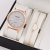 Women's Fashionable Alloy And Textile Glass Quartz Round Dial Watch