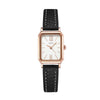Women's Fashionable Alloy Case Pu Strap Rectangular Dial Rose Gold Buckle Pin Buckle Spiral Crown Watch With Printed Logo And Mineral Reinforced Mirror