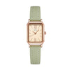 Women's Fashionable Alloy Case Pu Strap Rectangular Dial Rose Gold Buckle Pin Buckle Spiral Crown Watch With Printed Logo And Mineral Reinforced Mirror
