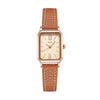 Women's Fashionable Alloy Case Pu Strap Rectangular Dial Rose Gold Buckle Pin Buckle Spiral Crown Watch With Printed Logo And Mineral Reinforced Mirror