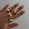Women's Fashionable Asymmetrical Alloy Geometric Open Ring 3Piece Set With Electroplating